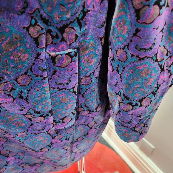 80s Vintage Velvet Oversize Coat Jacket Classic 80s - L - Picture 7 of 10